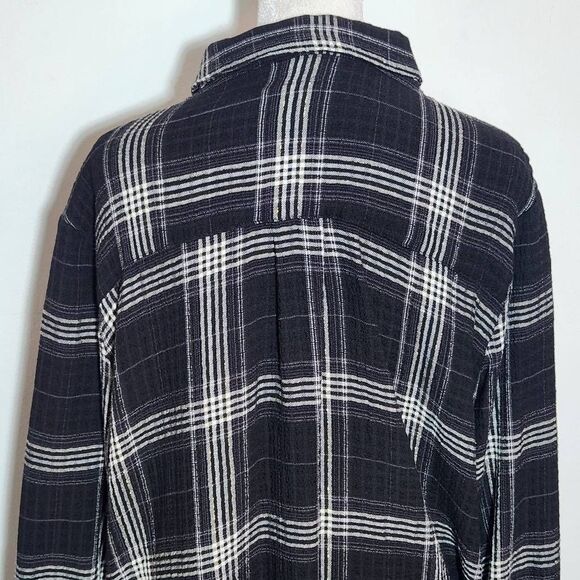 Good Hart Black and White Plaid Button Down Tunic Shirt Size Small - Picture 7 of 9